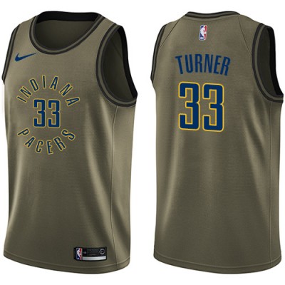 Nike Indiana Pacers #33 Myles Turner Green Salute to Service Youth NBA Swingman Jersey